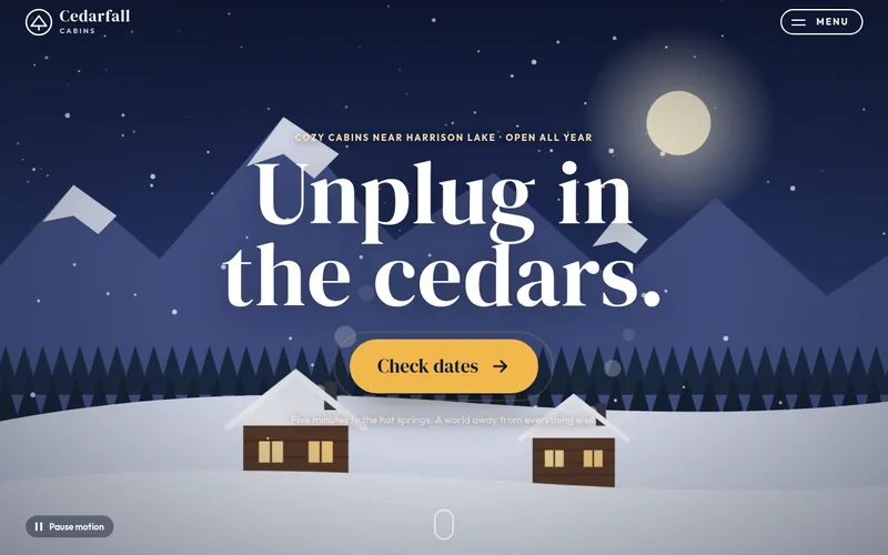 Preview of the Cedarfall Cabins sample website